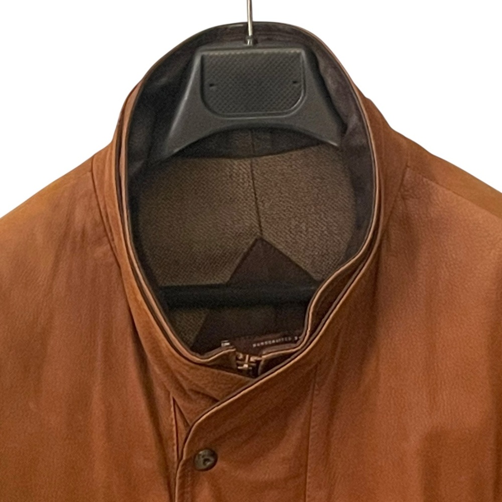 Johnston & Murphy Leather Field Coat Jacket Mens Size 42 Brown Lambskin Two Tone - Picture 8 of 16